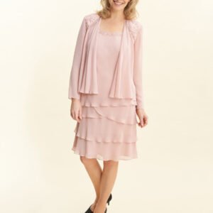Camira Lace Shoulder Bead Tier Jacket Dress