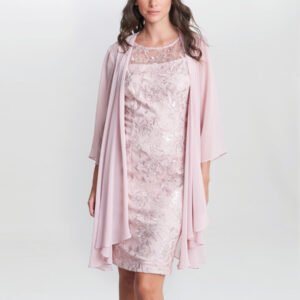 Hayley Embroidered Dress With Matching Chiffon Jacket