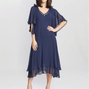 Cheryl Midi V Neck Embellished Dress And Jacket