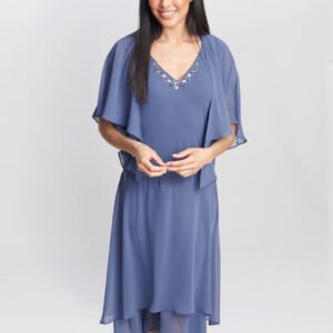 Cheryl Midi V Neck Embellished Dress And Jacket