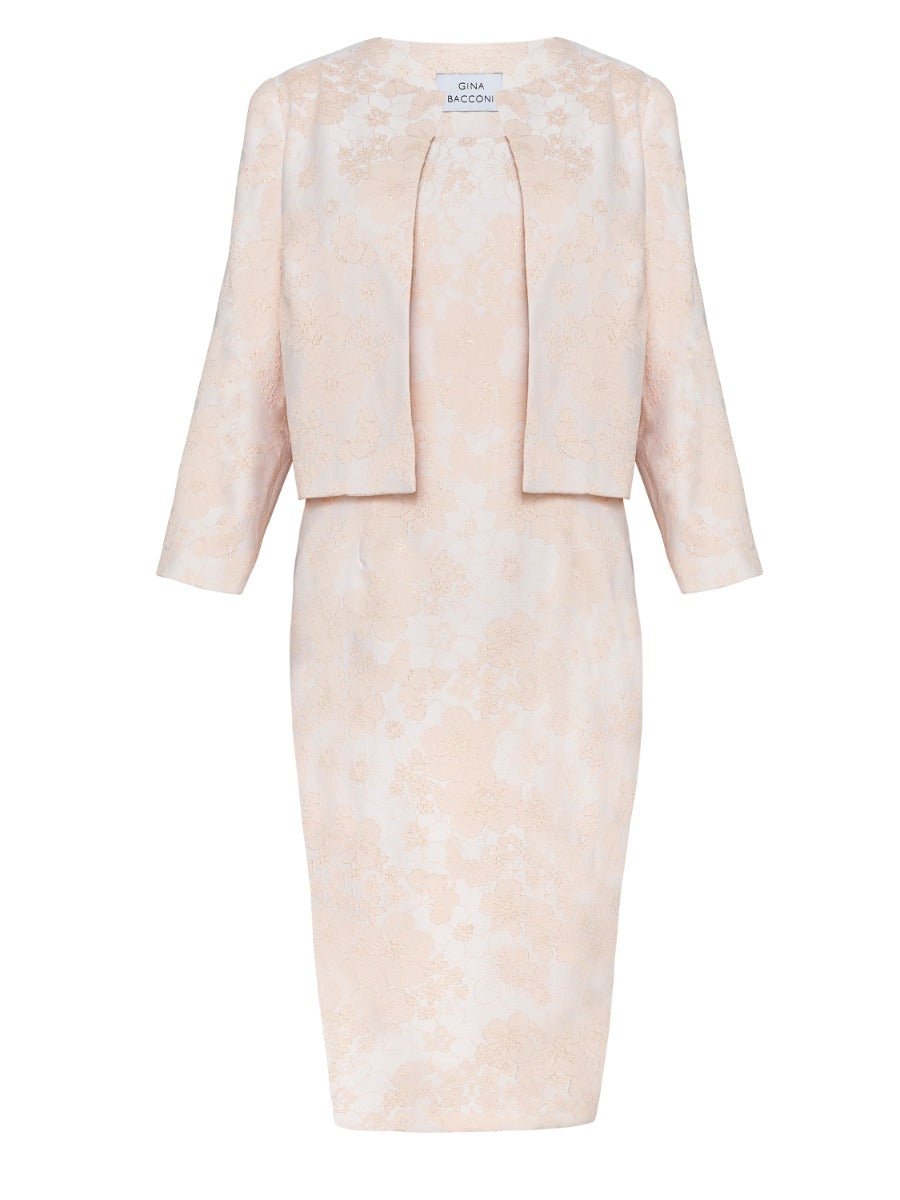 Lily Jacquard Shift Dress And Bolero With Gold Thread - Image 6
