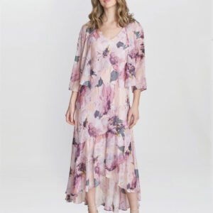 Nadia Midi Length Chiffon Printed Dress And Jacket
