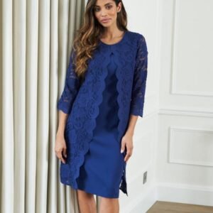 Clarabelle Mock Lace Jacket And Crepe Dress