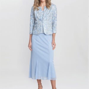 Joyce Midi Dress And Jacket With Embroidered Lace