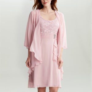 Aribelle Short Empire Waist Jacket Dress With Tie Waist Detail And Lace Bodice