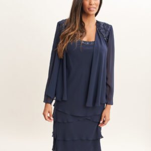Camira Lace Shoulder Bead Tier Jacket Dress